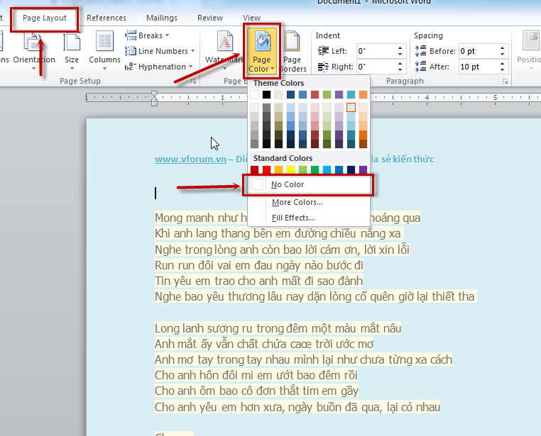 Cách xóa màu nền, background trong word 2007 2010 2013 | VFO.VN