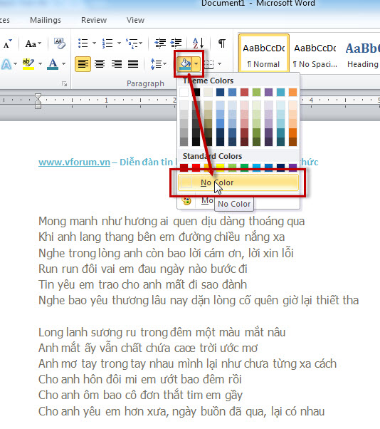 Thay đổi kiểu đường nét và màu sắc của bảng trong MS Word 2003  BuaXuavn