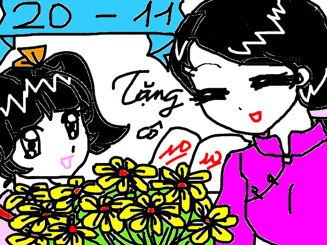 Học cách vẽ vẽ học sinh tặng hoa cho cô giáo anime theo phong cách ...