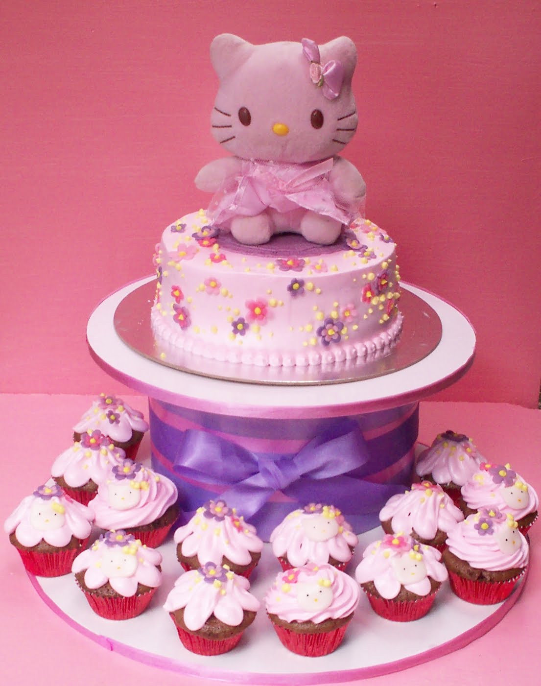 Bánh sinh nhật 2 tầng màu hồng hình mèo kitty dễ thương dành cho bé gái  tuổi mẹo MS 2D0252  Tiệm Bánh Chon Chon