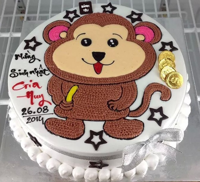 Bánh sinh nhật con khỉ đẹp dễ thương - Bánh kem tuổi Thân