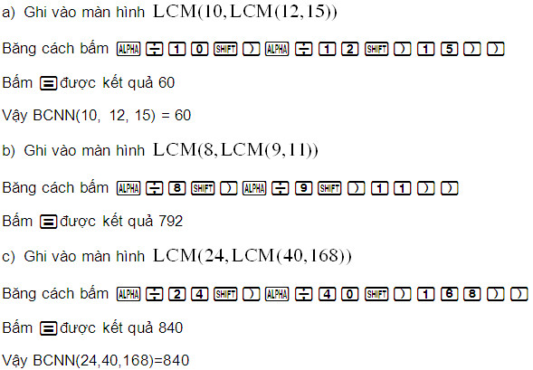 Cách tính bội chung nhỏ nhất của 3 số bằng máy tính Casio - BCNN | VFO.VN