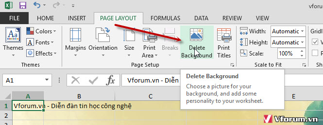 Cách xóa màu nền, hình nền trong Excel | VFO.VN