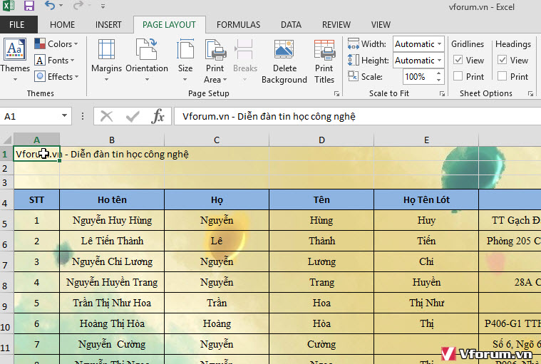 Với Excel trên VFO.VN, bạn có thể không chỉ xóa màu nền mà còn khai thác thêm các tính năng đa dạng khác để tùy biến bảng tính theo ý muốn. Hãy xem hình ảnh liên quan đến từ khóa \