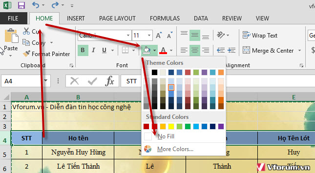 Cách xóa nền trong Excel