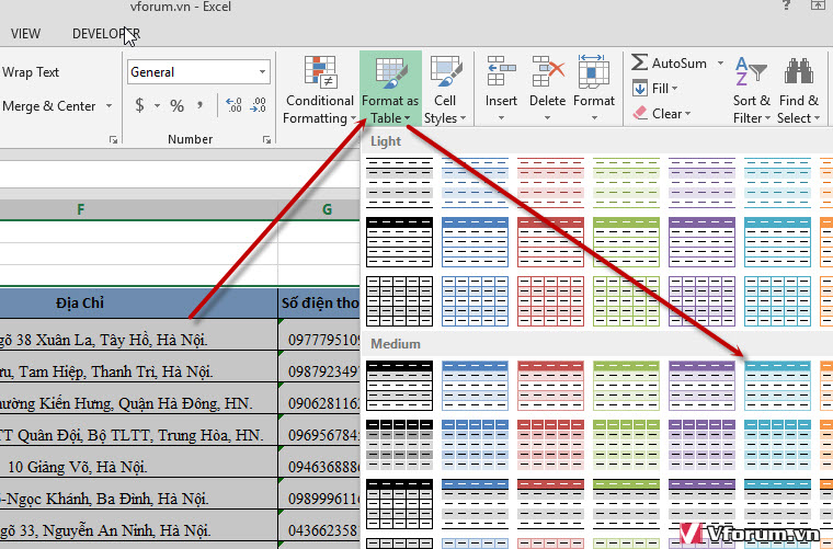 Hướng Dẫn Cách Bôi Màu Ô, Đổi Màu Ô Trong Excel, Bôi Màu Bảng Xen Kẽ Nhanh  | Vfo.Vn