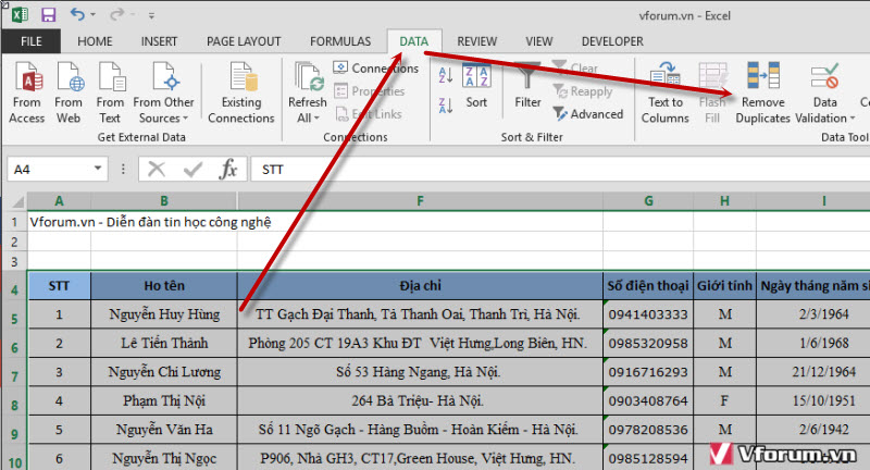 Hướng Dẫn Xóa Dữ Liệu Trùng Lặp, Xóa Dòng Giống Nhau Trong Excel 2007 2010  2013 Nhanh | Vfo.Vn