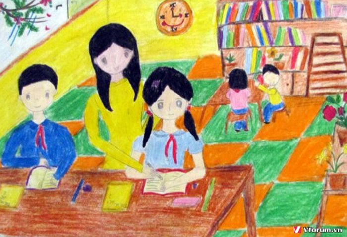 Vẽ tranh về đề tài học tập đẹp thú vị sinh động nhất dành cho học sinh