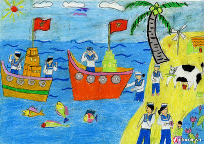 Tranh Vẽ Chủ Đề Biển Đảo Quê Hương, Hoàng Sa, Trường Sa Đẹp Nhất | Vfo.Vn