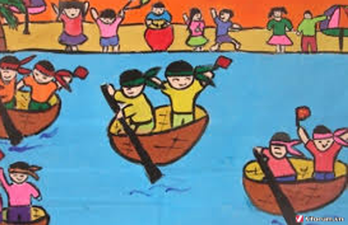 Vẽ Lễ Hội Đua thuyền  Vẽ Cuộc Sống Quanh Em  Tranh vẽ theo hình thức Ước  Lệ  Hội xuân quê hương  YouTube