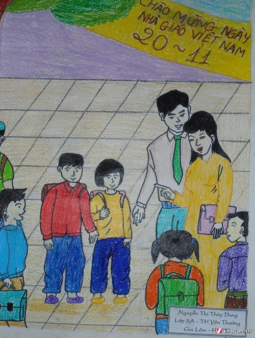 SGK Mĩ Thuật 5 Bài 11 Vẽ tranh Vẽ tranh đề tài ngày nhà giáo Việt Nam 20 11