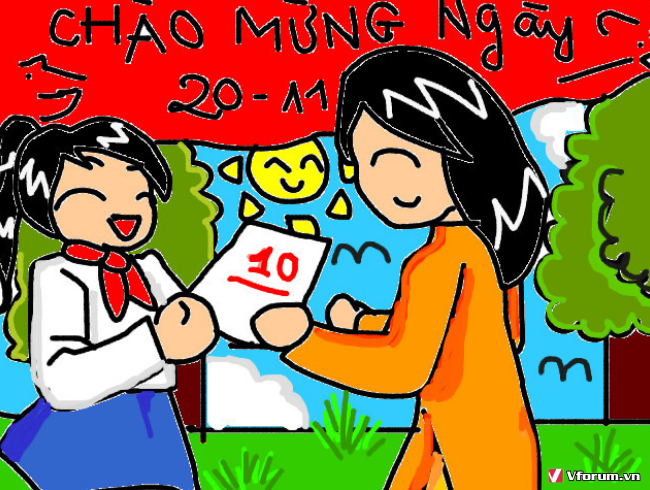 Tranh vẽ đề tài 20-11, ngày nhà giáo Việt Nam đẹp nhất ý nghĩa 