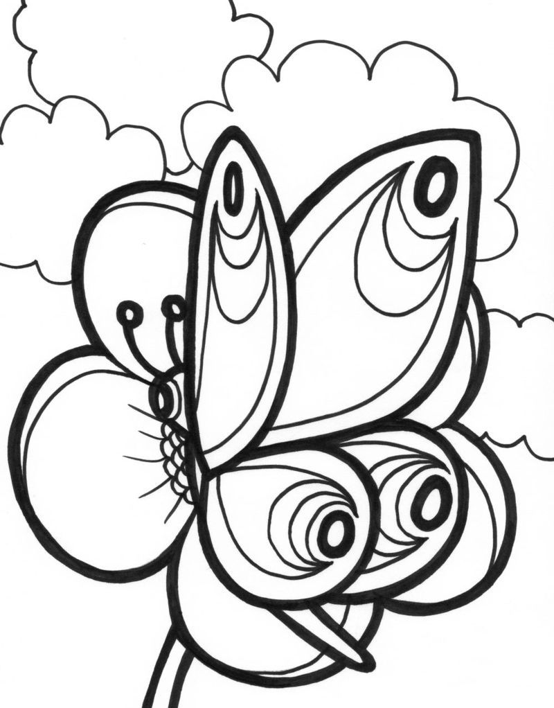Tranh tô màu con bướm rủ cánh đậu « in hình này