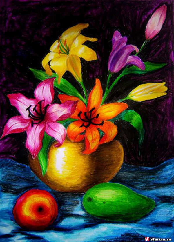 Bài 11  Vẽ theo mẫu  Lọ hoa và quả Vẽ bằng bút chì đen   Mĩ thuật lớp  7  Linhkidnet