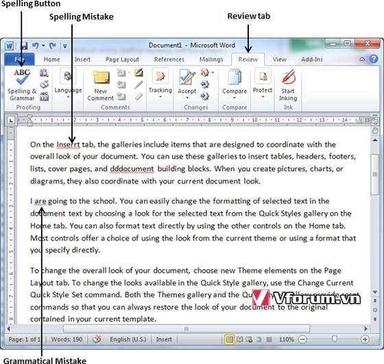 Hướng Dẫn Sử Dụng Tính Năng Kiểm Tra Lỗi Chính Trả Check Spelling And  Grammar Trong Word 2010 | Vfo.Vn