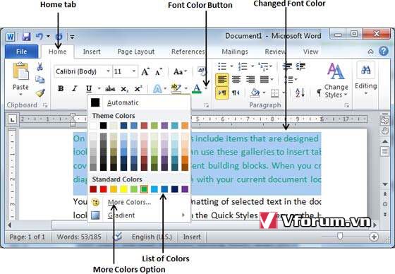 Word 2024 cho phép bạn thỏa sức sáng tạo với đoạn văn bản của mình bằng việc thay đổi màu chữ và nền văn bản theo sở thích của bạn.